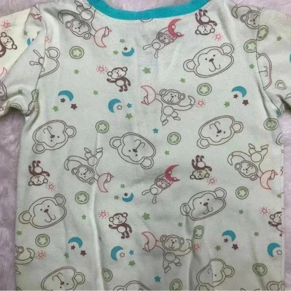 Pekkle Footed Onesie Pajamas Monkey Green /  Blue Size 3 Months - Picture 14 of 16